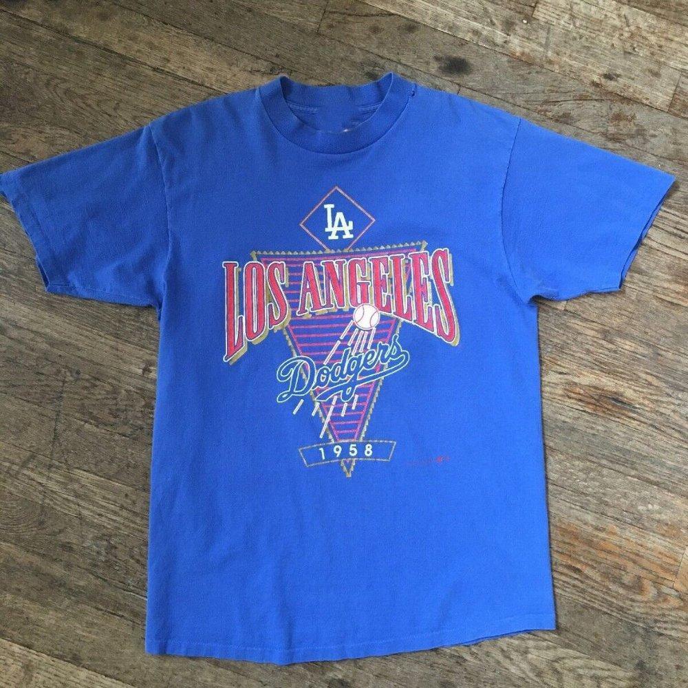 Vtg Retro 80S La Los Angeles Dodgers Baseball Ts Blue Est 1958 Shirt Collection